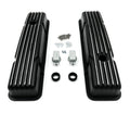 Short Valve Covers Black Aluminum Finned Replacement for Chevy 350 SBC (1967–1985)