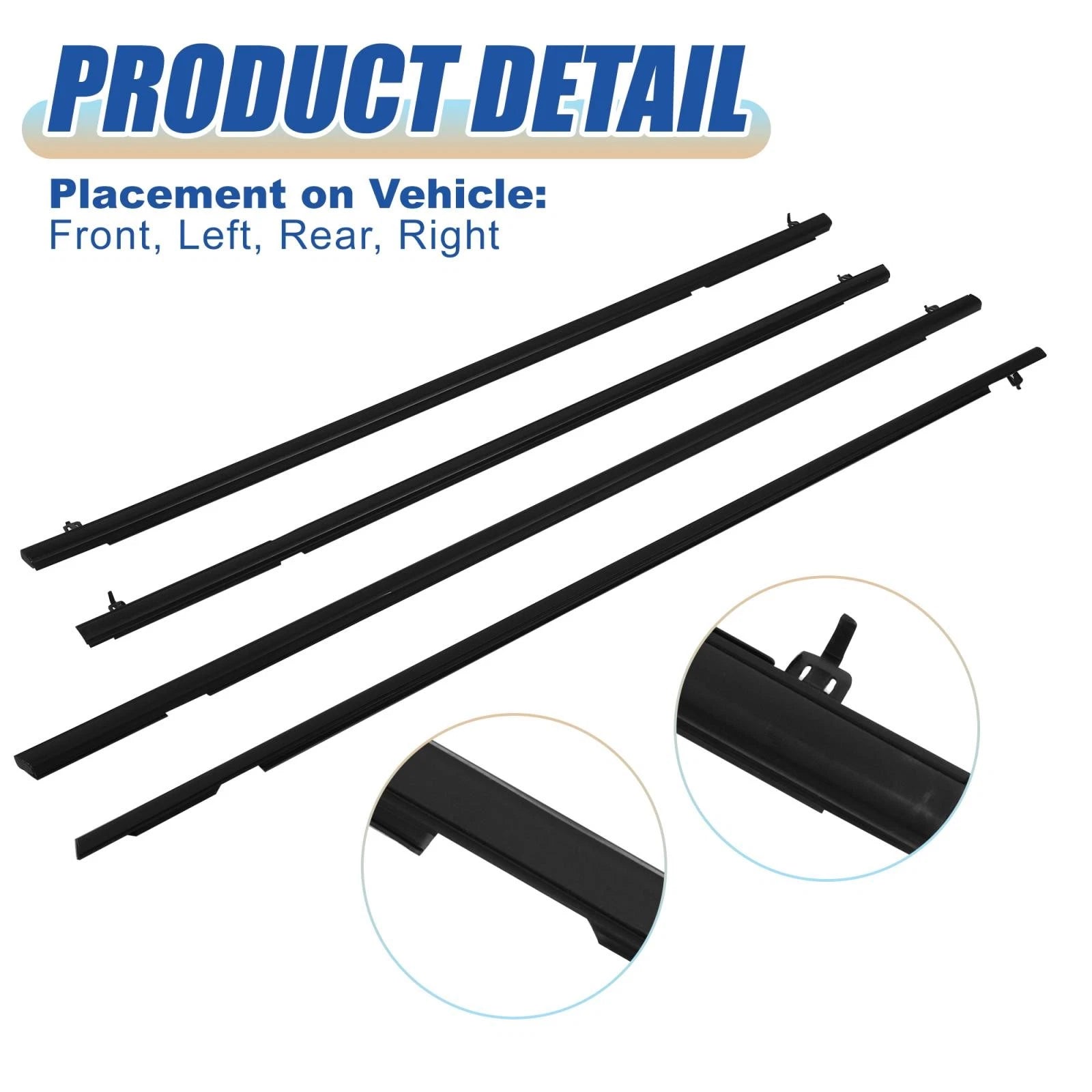 Set of 4 Weatherstrip Window Molding Trim for Honda Civic (2006–2011)