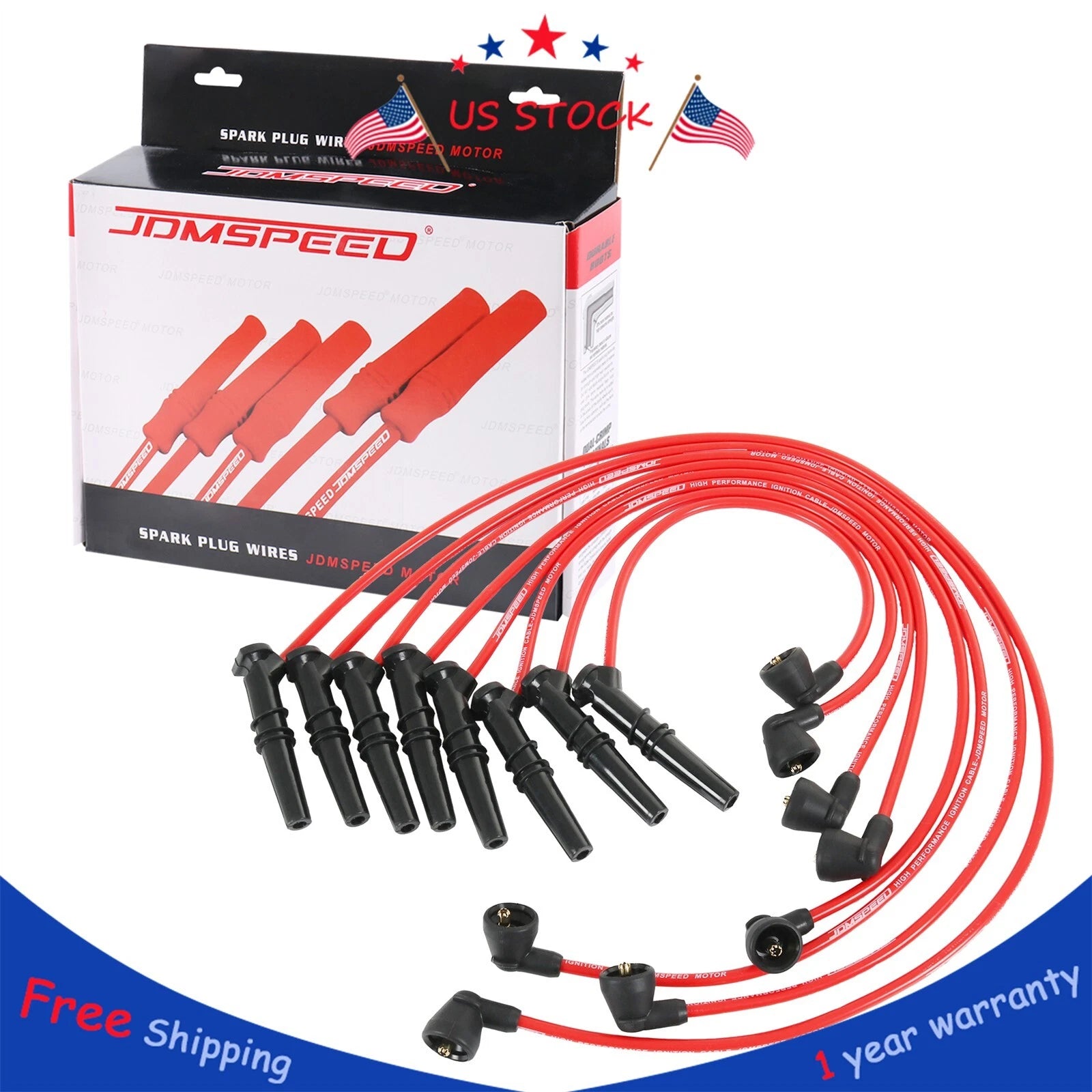 Set of 8 Spark Plug Wires for Ford Lincoln Mercury F-150 F250 V8 (1996–1999)