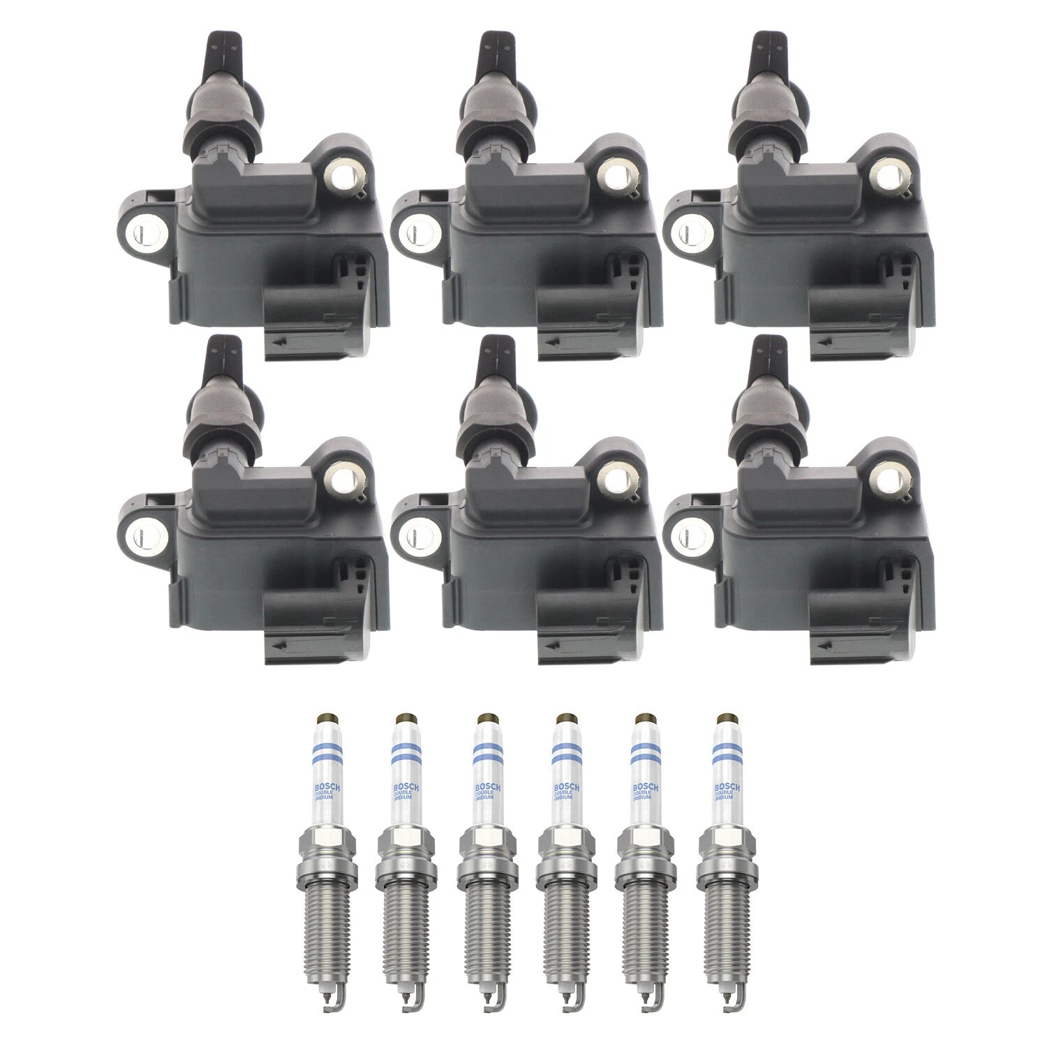 Set of 6 Ignition Coils & Double Iridium Spark Plugs for Mercedes W204 (2007–2014)