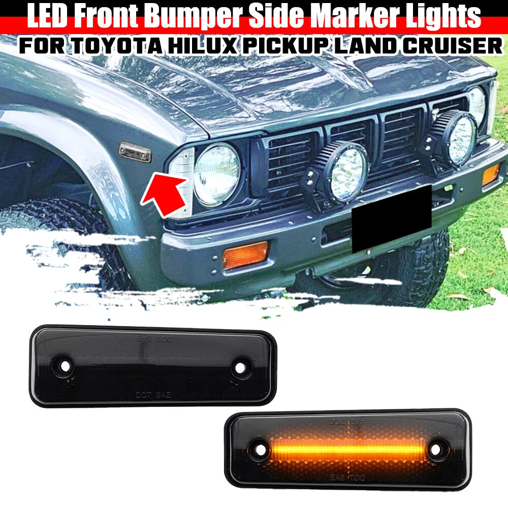 2X LED Front Bumper Side Marker Light for Toyota Land Cruiser Pickup