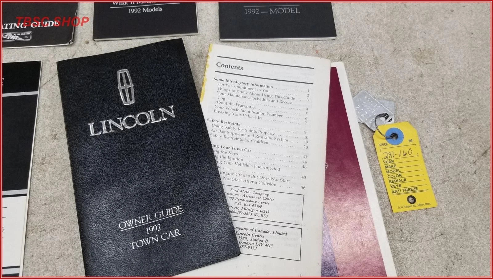 Owners Manual for Lincoln Town Car (1992)