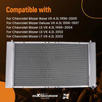 All Aluminum Radiator for Chevy S10/Blazer/GMC Jimmy (1996–2005)