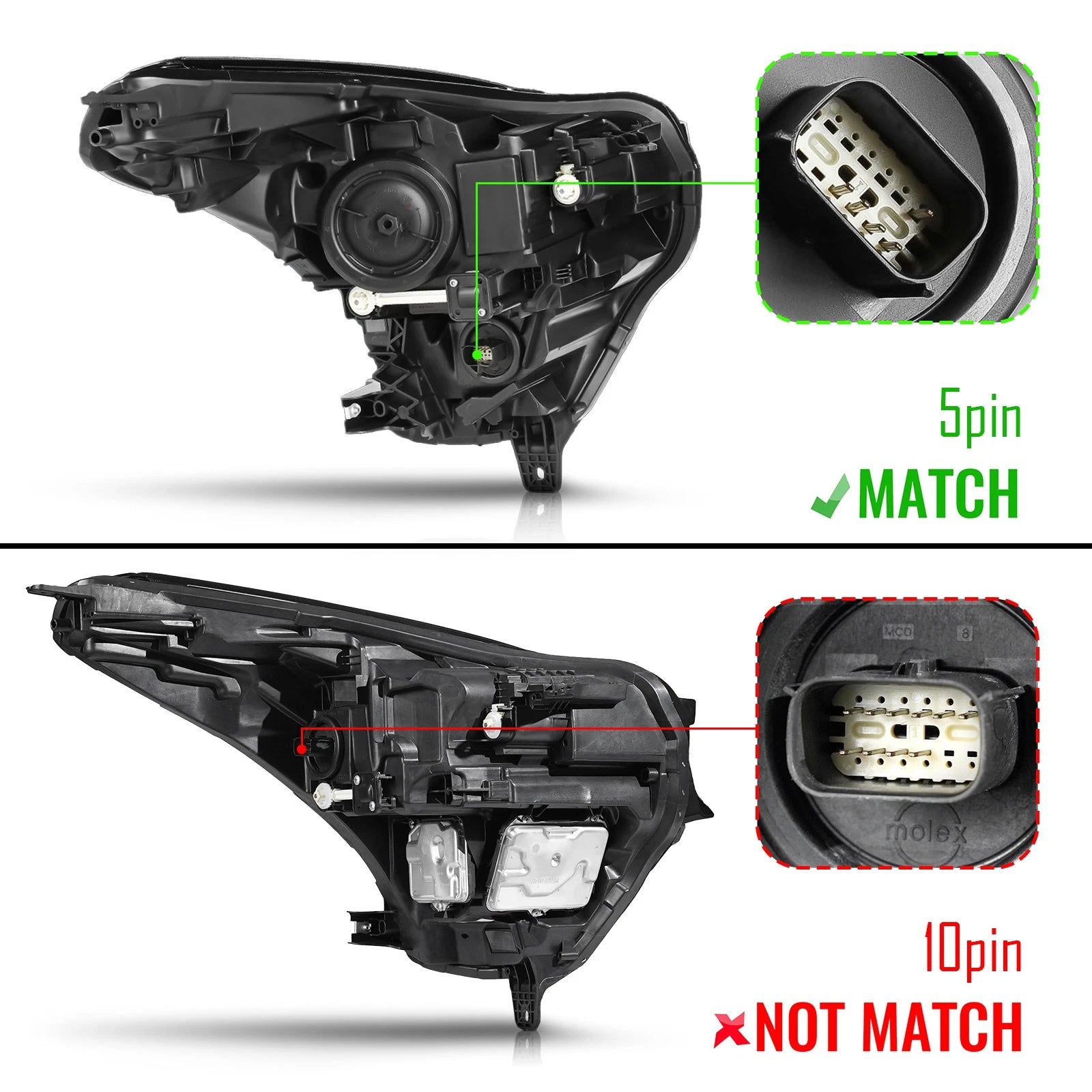 Halogen Headlight Headlamp for Cadillac XT5 (2017–2019) Left Driver Side