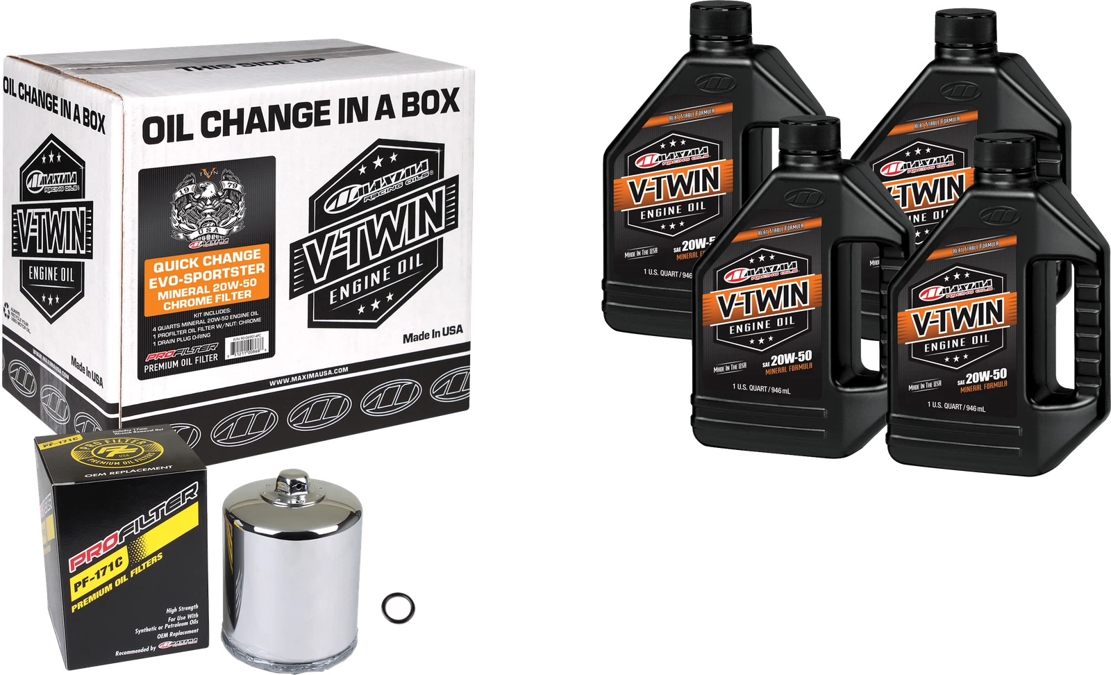 2X V Twin Oil Change Kit for Harley-Davidson Maxima (1990–2023) Chrome