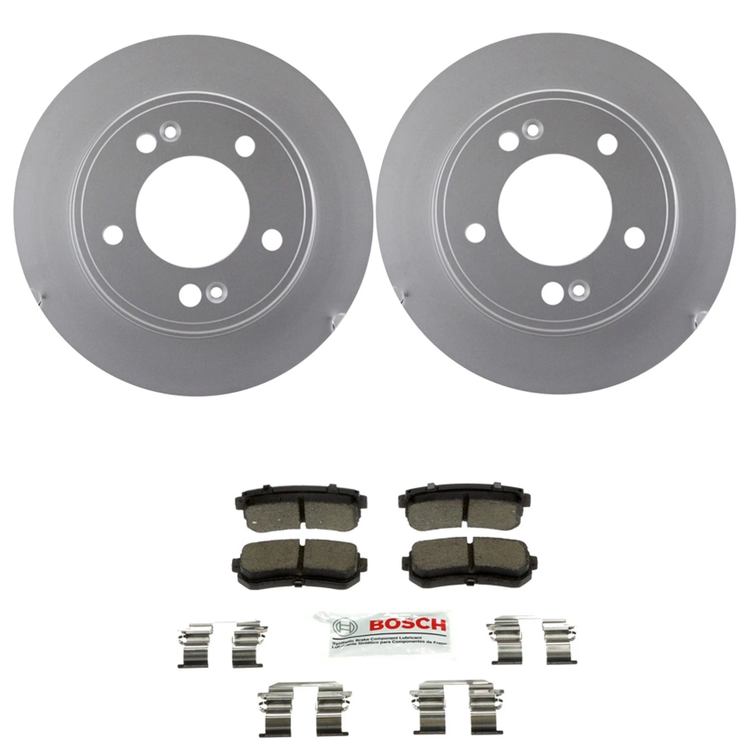 Set of 2 Bosch QuietCast Rear Rotors & Ceramic Brake Pads for Kona Seltos (2019–2023)