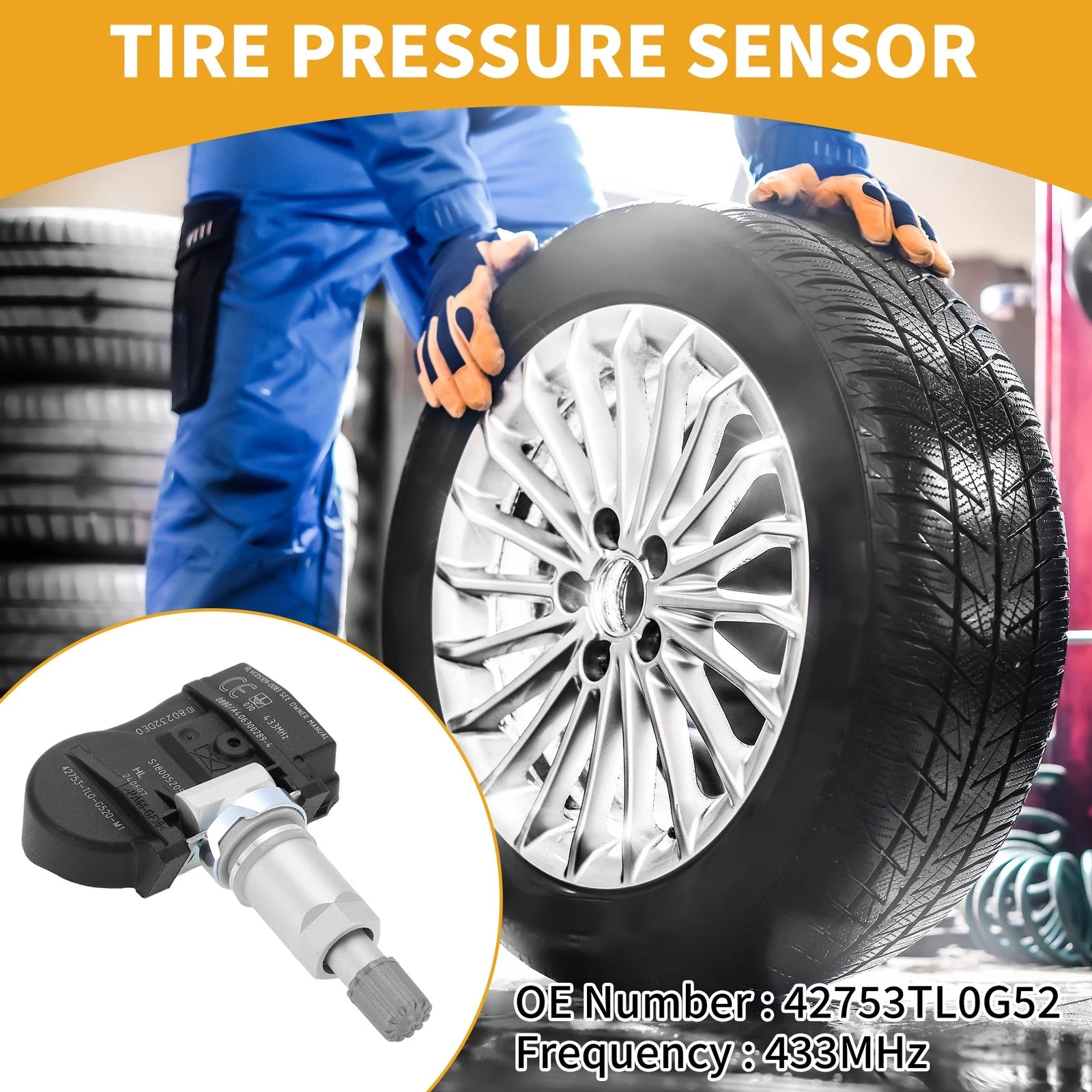 Tire Pressure Sensor for Honda Pilot (2016–2020) No.42753TL0G52 433MHz