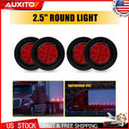 4pc DOT Grommet Flush-Mount Red 2.5 Inch Round Trailer LED Marker Lights