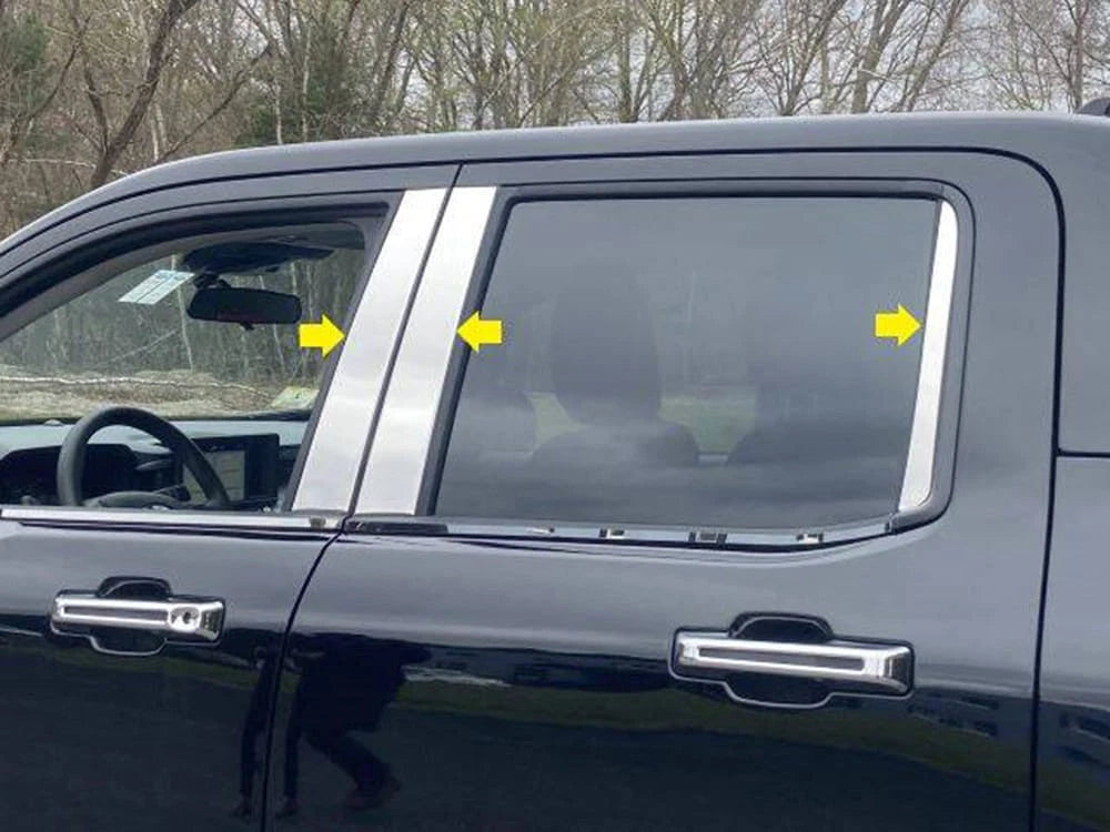 6pc Luxury FX Polished Pillar Post Trim for 2022-2025 Ford Maverick Super Crew