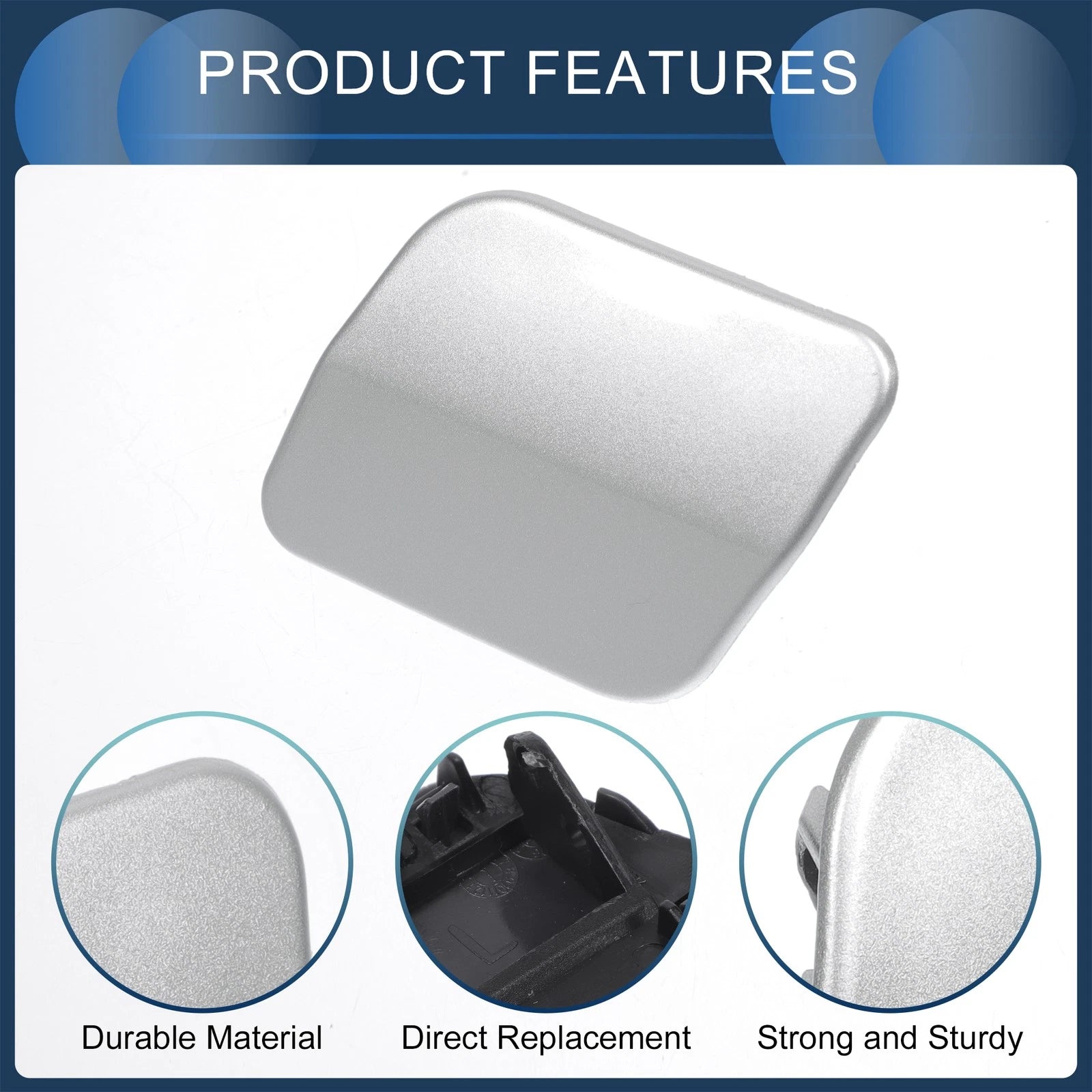 Front Left Washer Nozzle Cover Cap for Volkswagen Touareg (2007–2010) Silver Tone