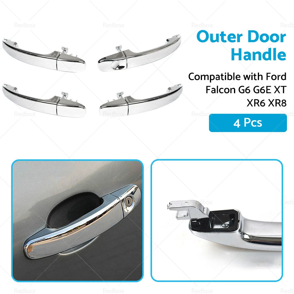 Set of 4 Outer Door Handles Chrome for Ford FG Falcon (2008–2016)