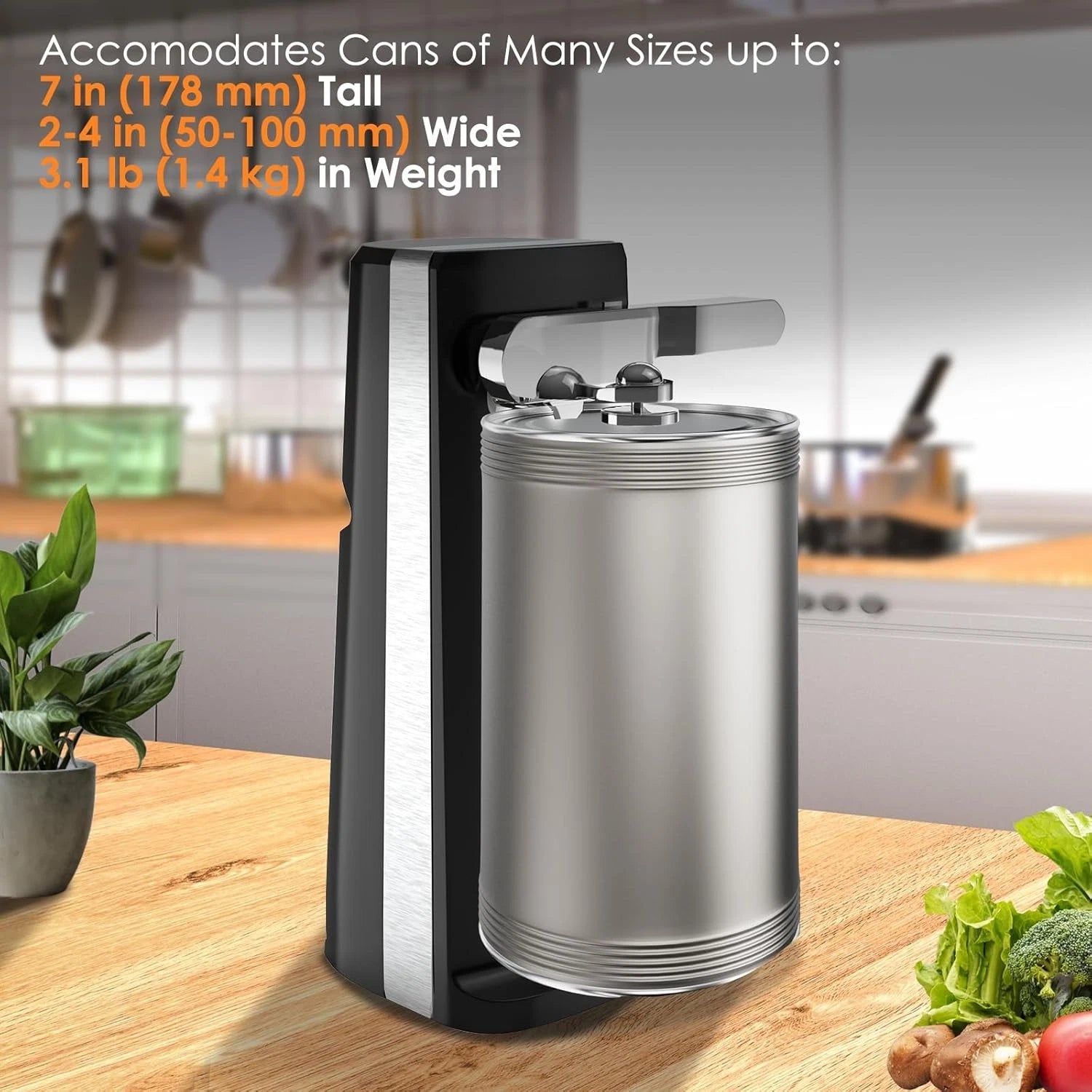 Electric can opener with knife sharpener & bottle opener for Davivy (Black)