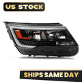 Halogen Headlight w/ LED DRL Black Bezel for Ford Explorer Sport (2016–2018)