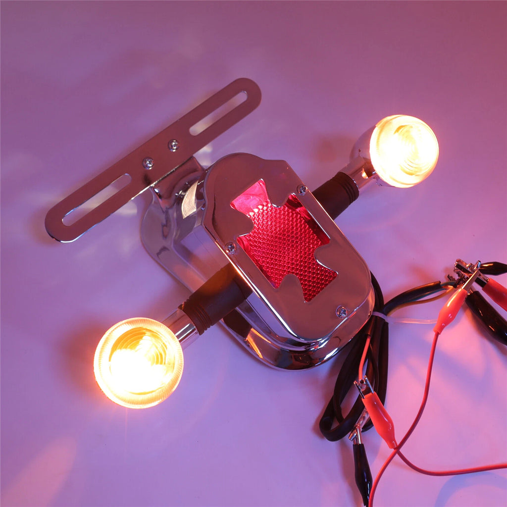 Chrome Metal Cross Tail Light Brake Light Turn Signal for Harley Big Twin