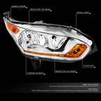 Right Chrome Housing Headlight Lamp for Ford Transit Connect (2014–2018)