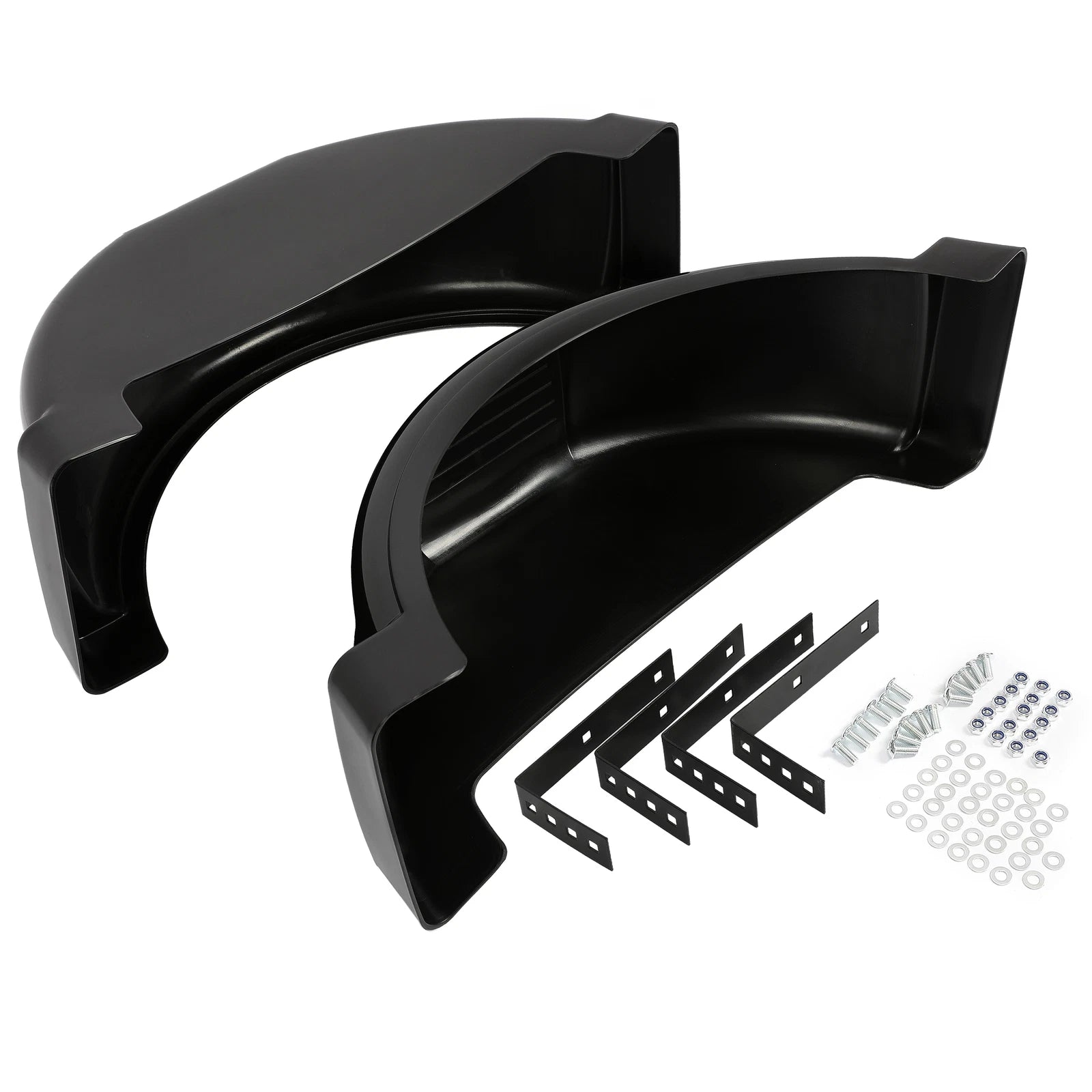Set of 2 Single Axle Trailer Fenders for 13" Wheels (Black, Polished)