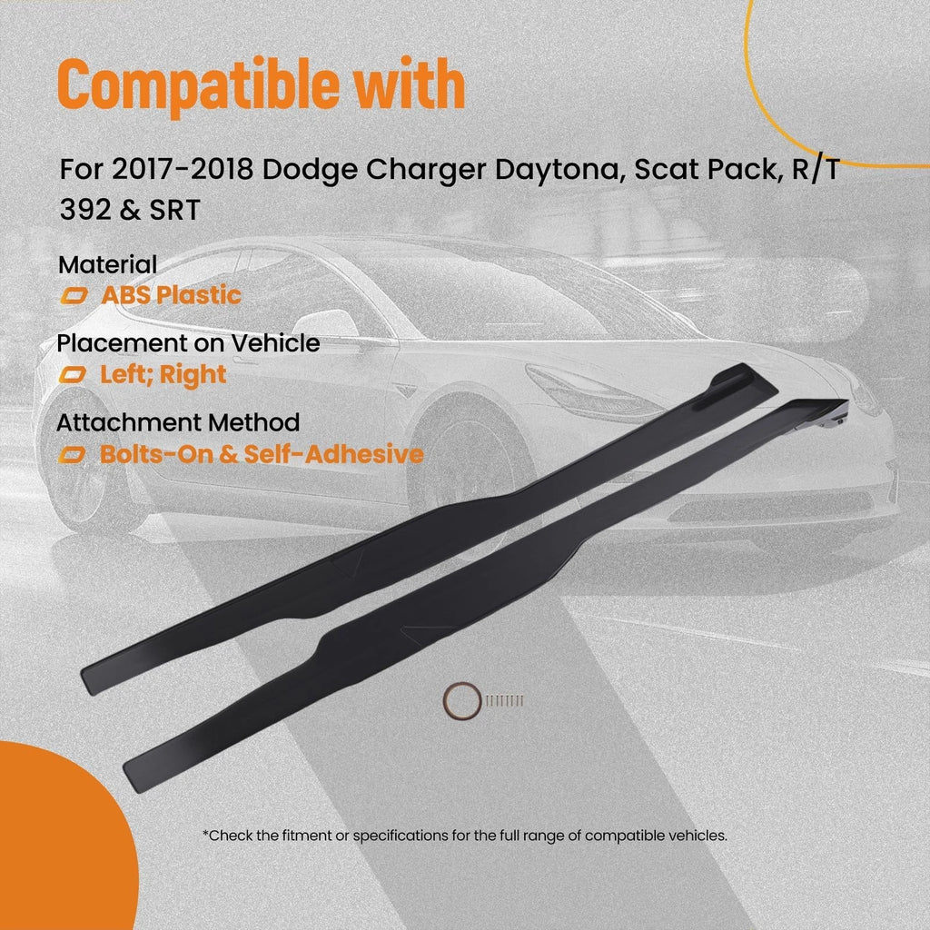 Set of 2 Body Side Skirt Panels for Dodge Charger Daytona GT (2015–2023) Black