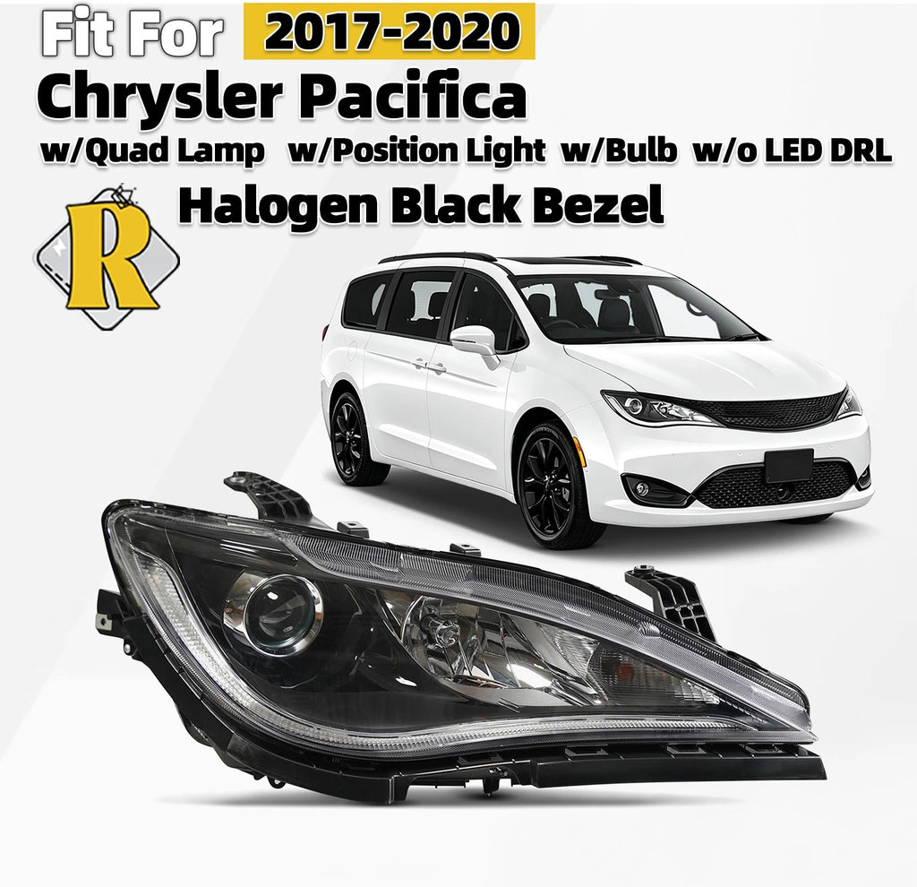 Halogen Headlight Black Bezel for Chrysler Pacifica (2017–2020)