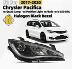 Halogen Headlight Black Bezel for Chrysler Pacifica (2017–2020)