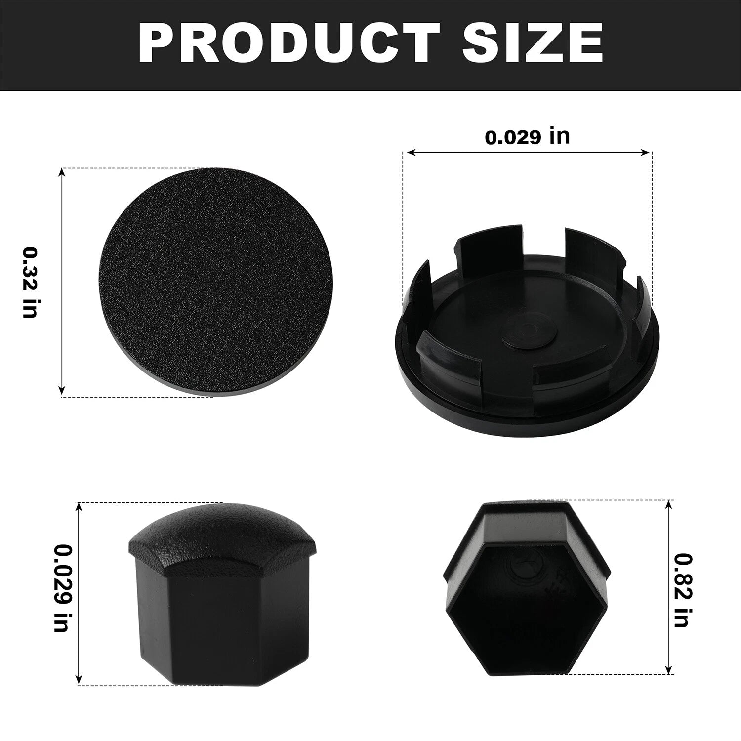 Wheel Center Caps and Lug Nut Covers for Tesla Cybertruck (2023) Matte Black