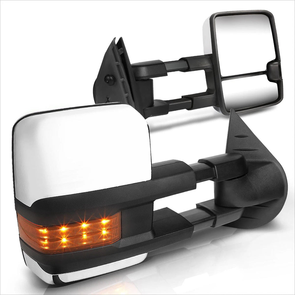 Manual Extendable Towing Mirrors for Chevy GMC GMT900 (2007–2014) w/Amber Signal