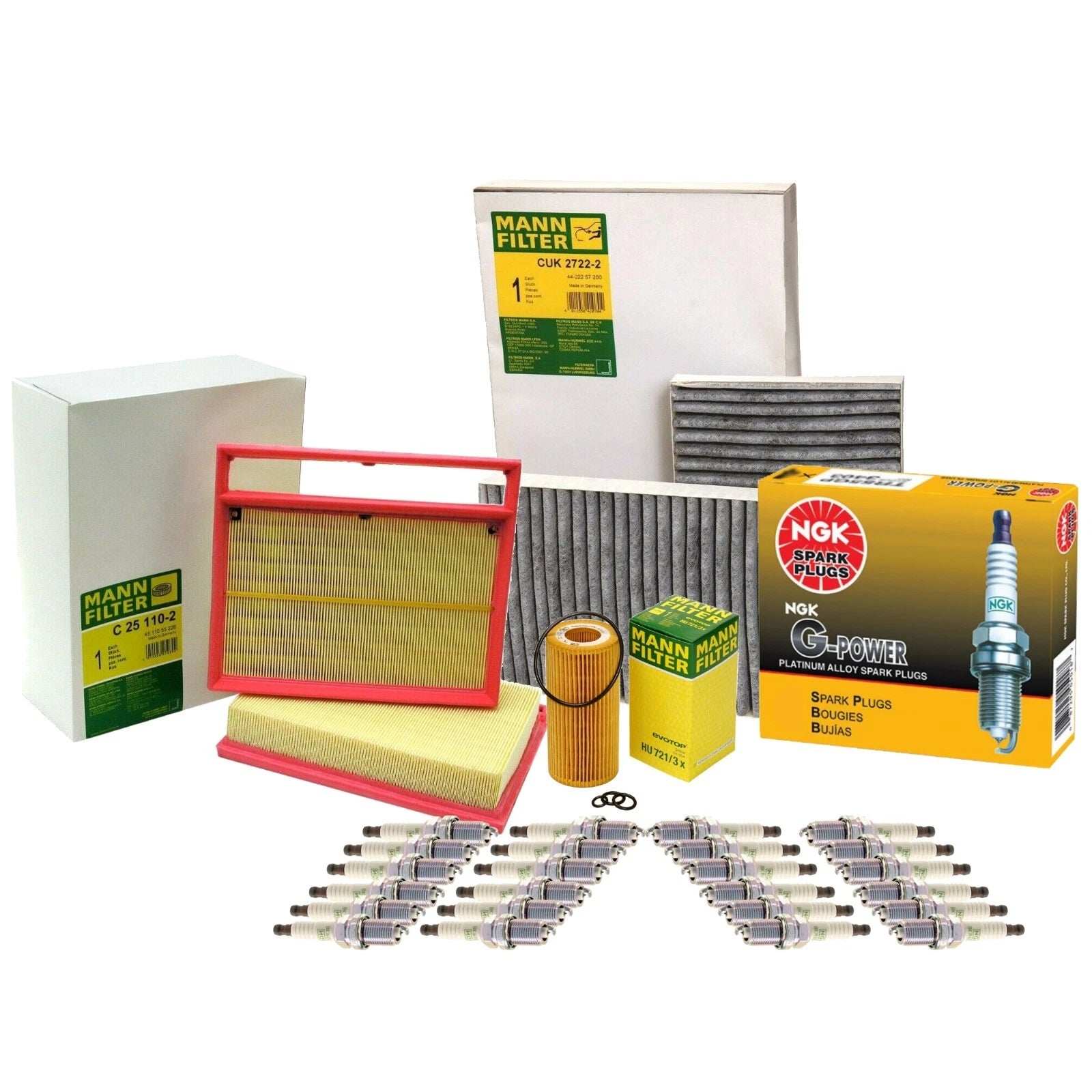 Tune Up Kit with Mann Filters & NGK Spark Plugs for Mercedes C216 W221 (2007–2014)