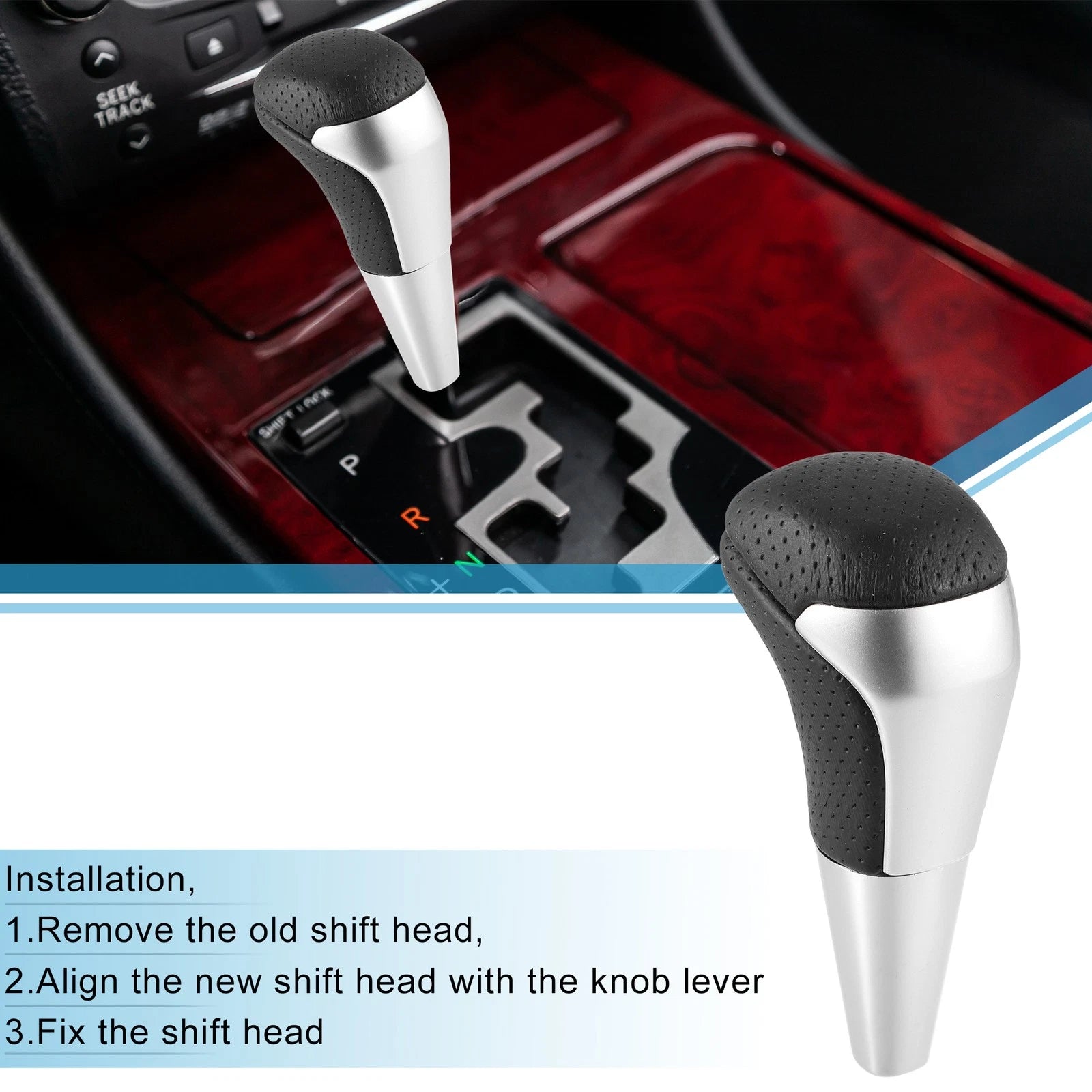 Gear Shift Knob for Toyota Land Cruiser  Black Silver Tone