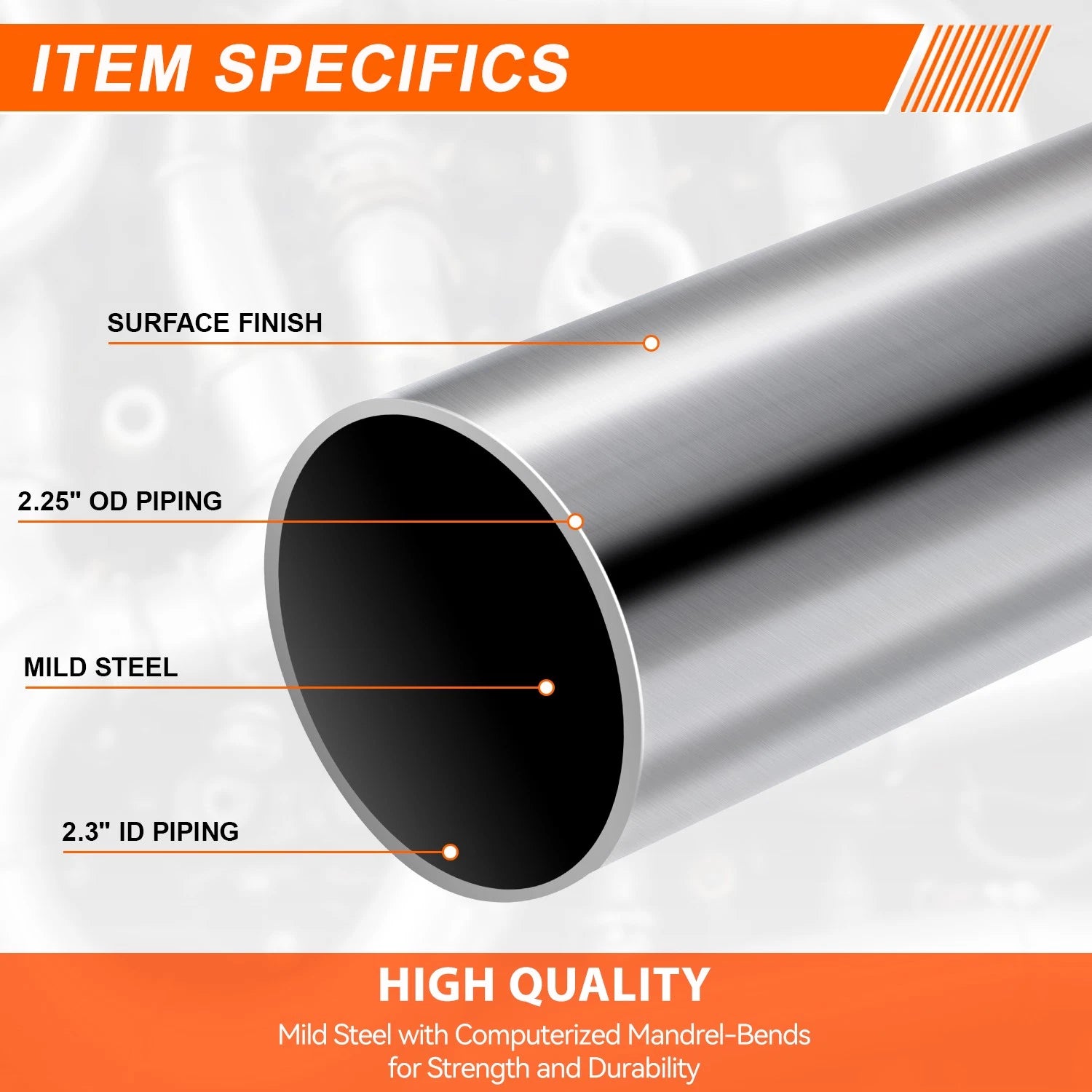 2.25" OD Mild Steel 45&180 Degree U-Bend Exhaust Pipe for Custom Applications