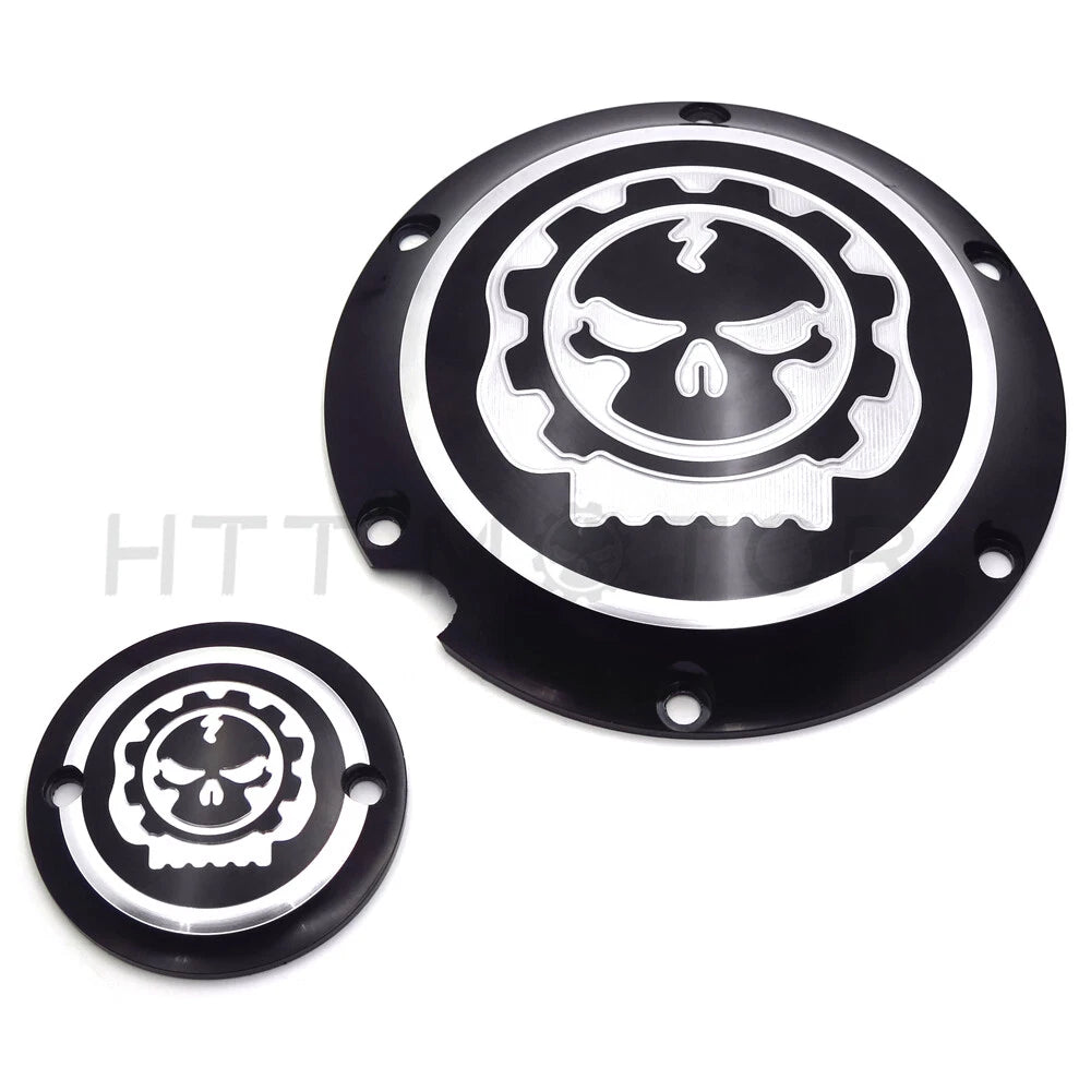 Black Gear Skull Engine Derby Timer Cover for Harley Sportster XL 883 1200 (2004–2023)