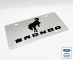 Chrome Metal License Plate Frame for Ford Bronco Script Logo (1966–2024)
