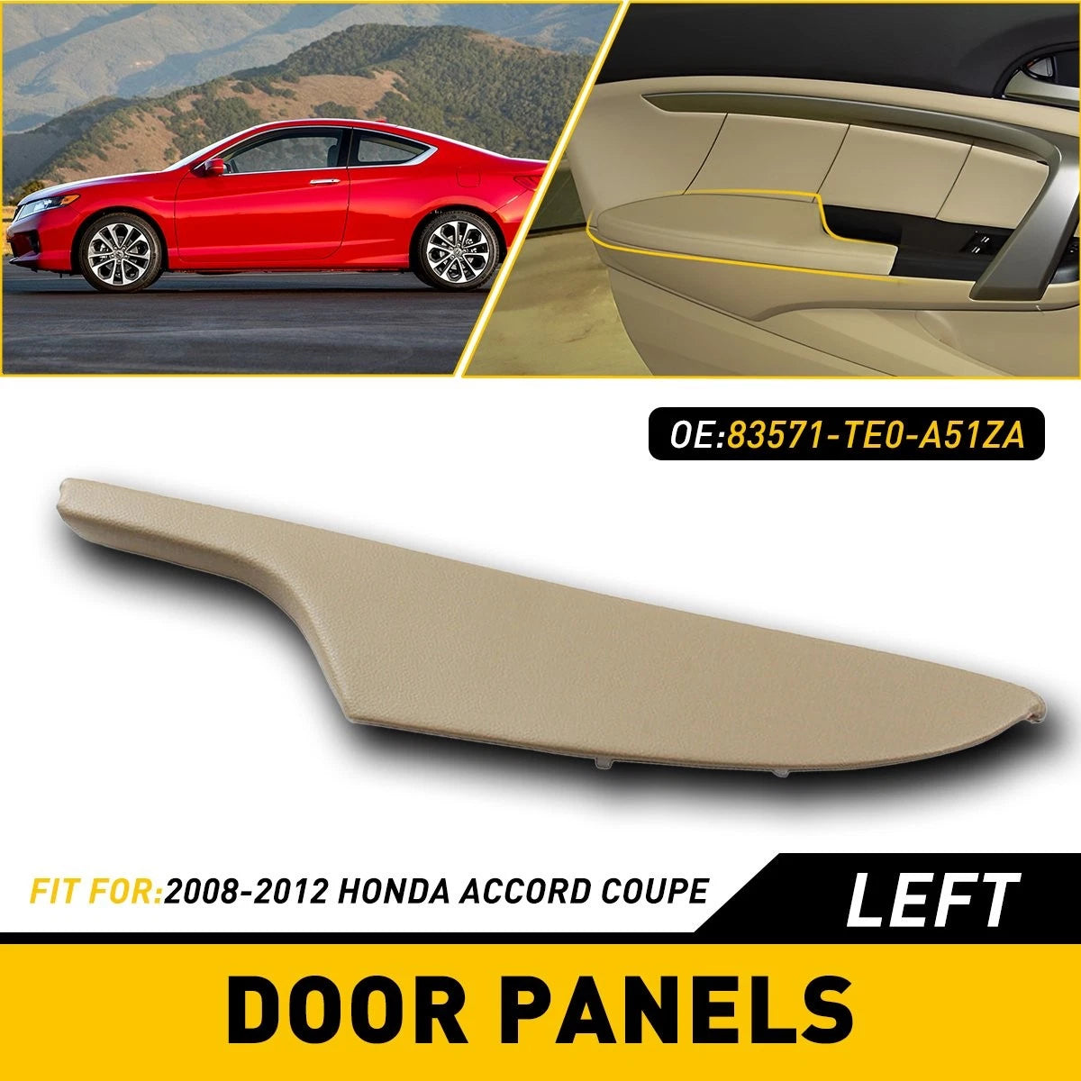 Left Side Door Armrest Panel for Honda Accord Coupe (2008–2012) 83571-TE0-A51ZA
