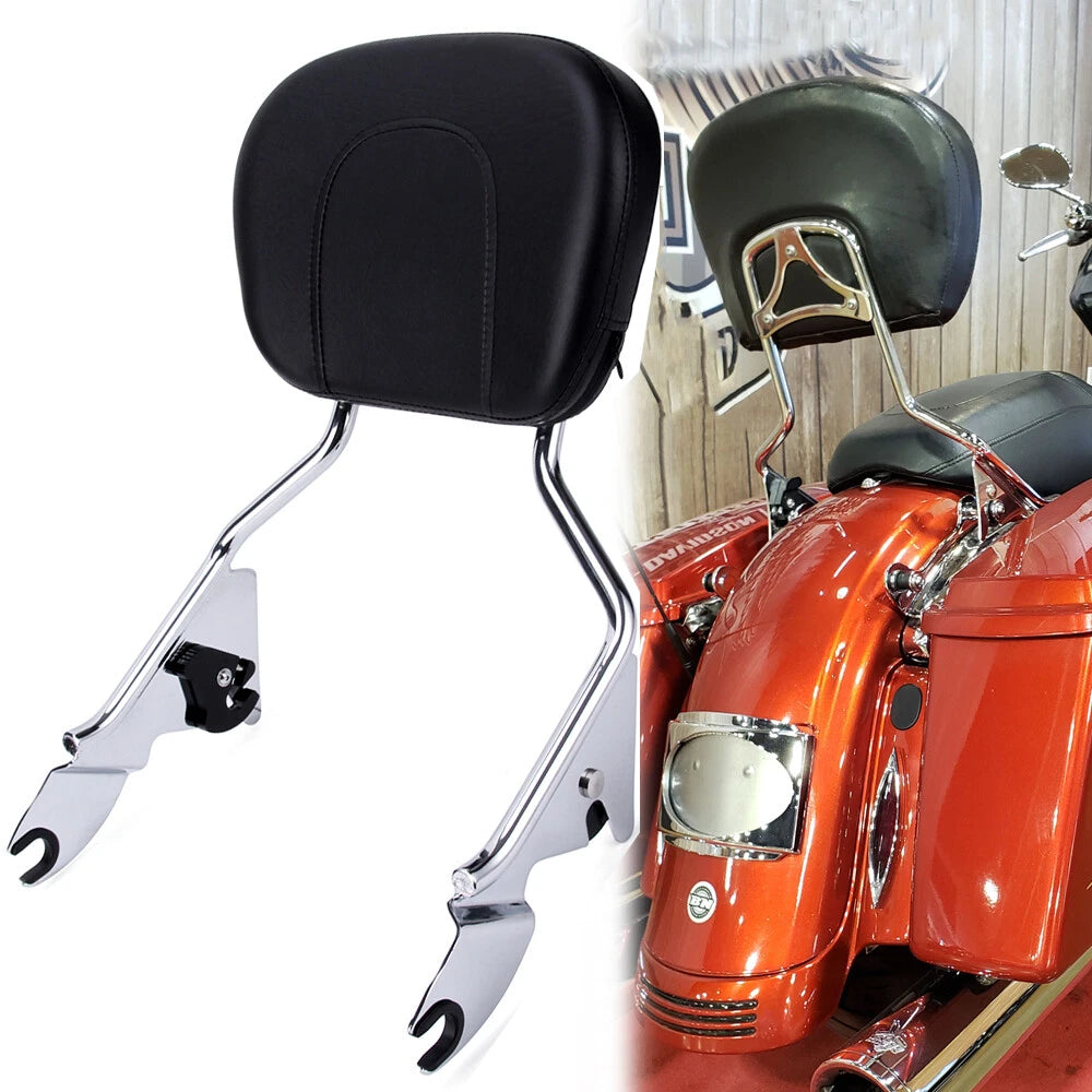 Chrome Passenger Sissy Bar Backrest for Harley Street Glide Road King (2009–2024)