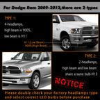 6000K Combo LED Headlight and Fog Light Bulbs for Dodge Ram (2009-2012)