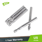 Set of 5 Carbide End Mills 1/4" 2 Flute 3/4" LOC 2-1/2" Overall Length