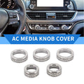 Set of 5 AC Media Tune Switch Knob Cover Ring for Honda Accord (2018–2022) Silver Tone