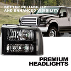 Headlight Lamps for Ford F250 F350 Super Duty (2005–2007) Black Housing Clear Corner