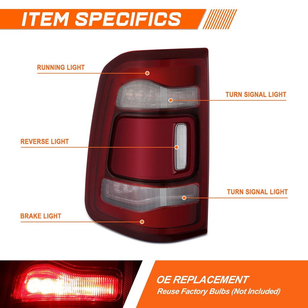 Chrome Taillight Assembly for Ram 1500 (2019–2024)