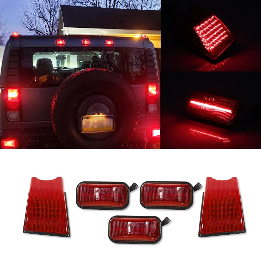 5X Red Lens LED Rear Cab Roof Running Light for Hummer H2 (2003–2009)