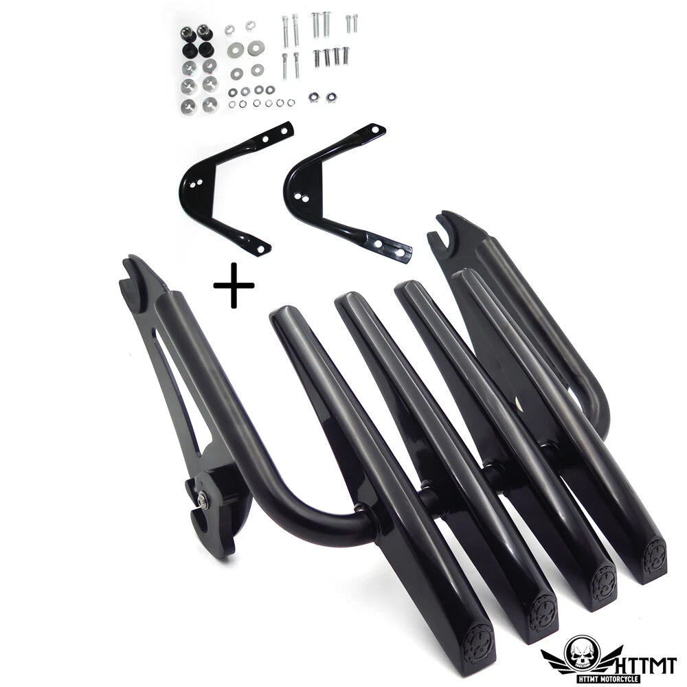 Black Skull Detachable Stealth Luggage Rack for Harley Touring (1997–2008)
