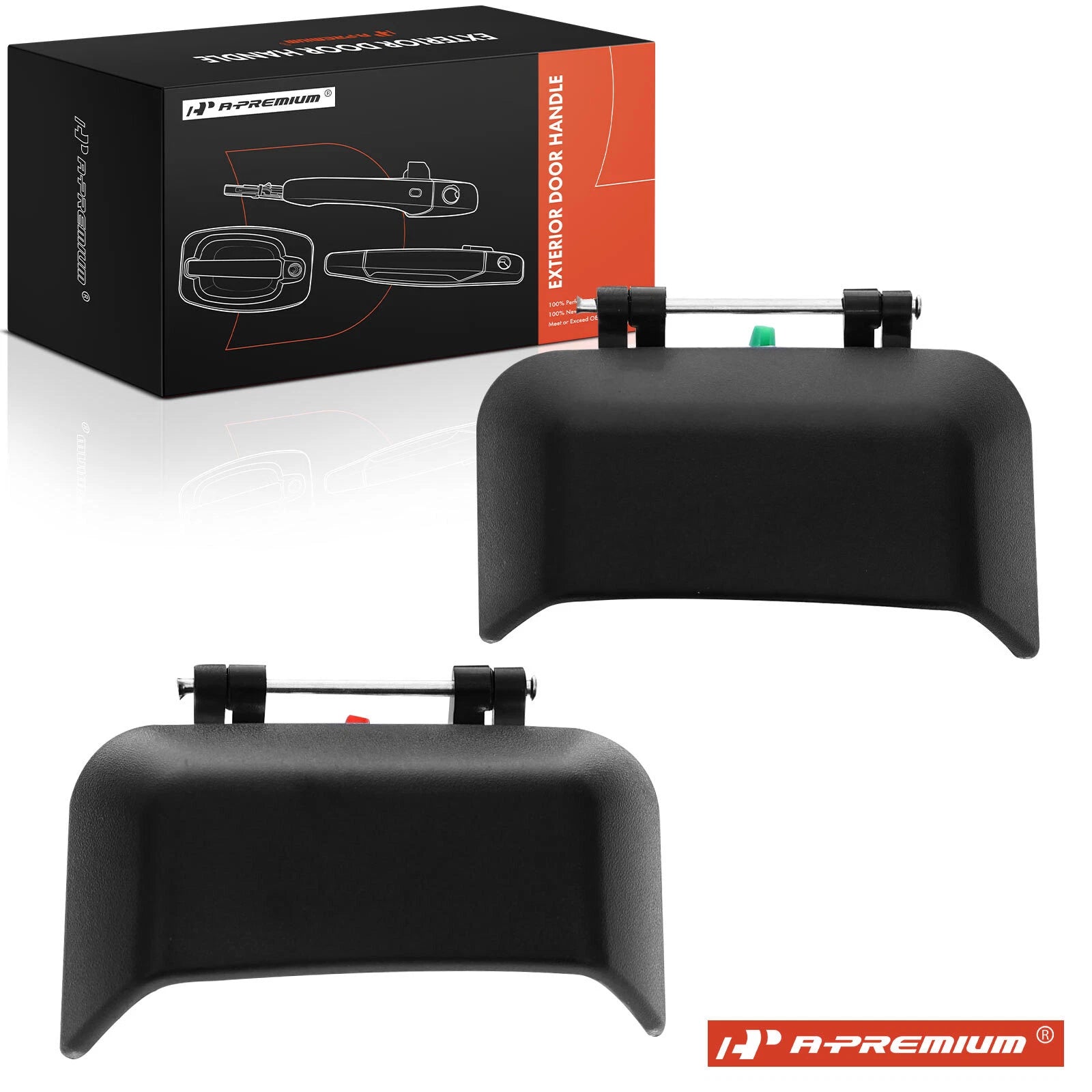 2X Rear Black Plastic Exterior Door Handle for Jeep Compass (2007–2017)