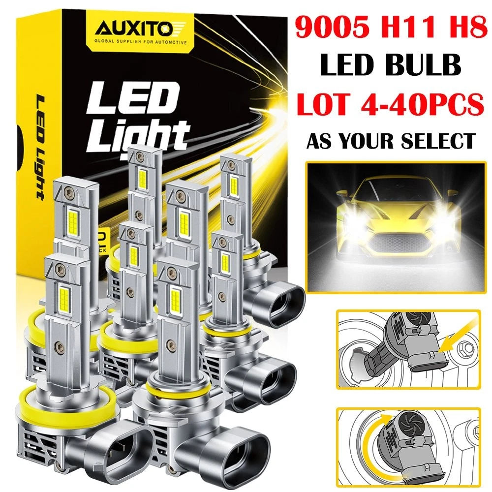 Set of 4 AUXITO 9005 H11 LED Headlight Bulbs for High Low Beam