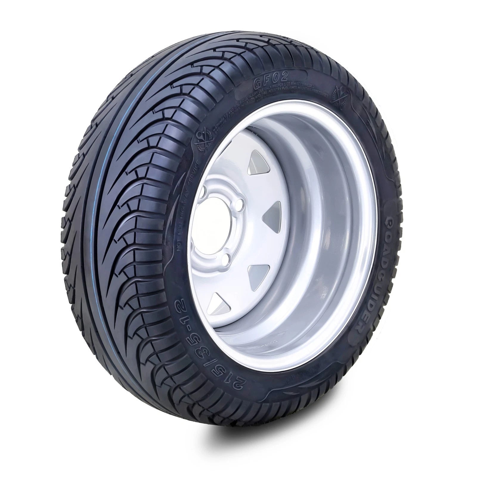 Set of 2 Golf Cart Tire Assembly 215/35-12 on 4x4" ET-25.4 Silver Wheel 14004