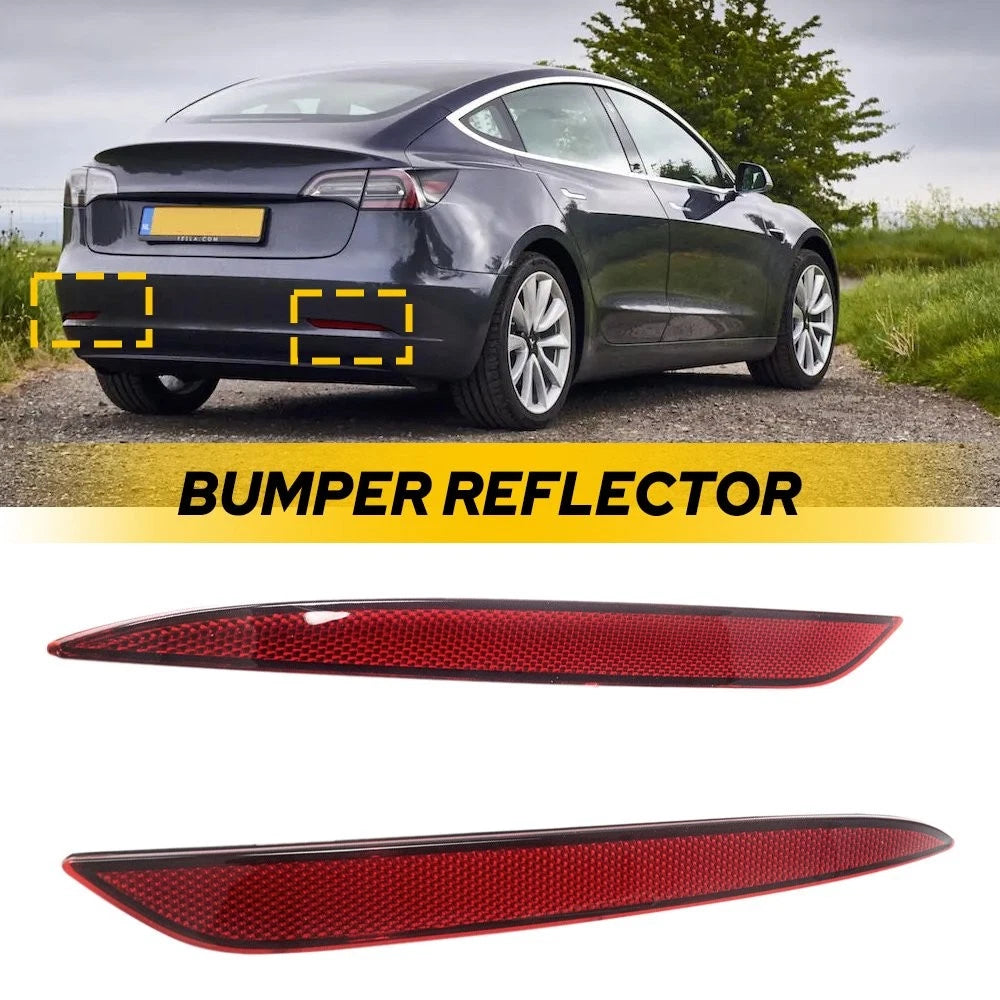 Set of 2 Tail Lower Rear Bumper Light Reflectors for Tesla Model 3 (2017–2023)