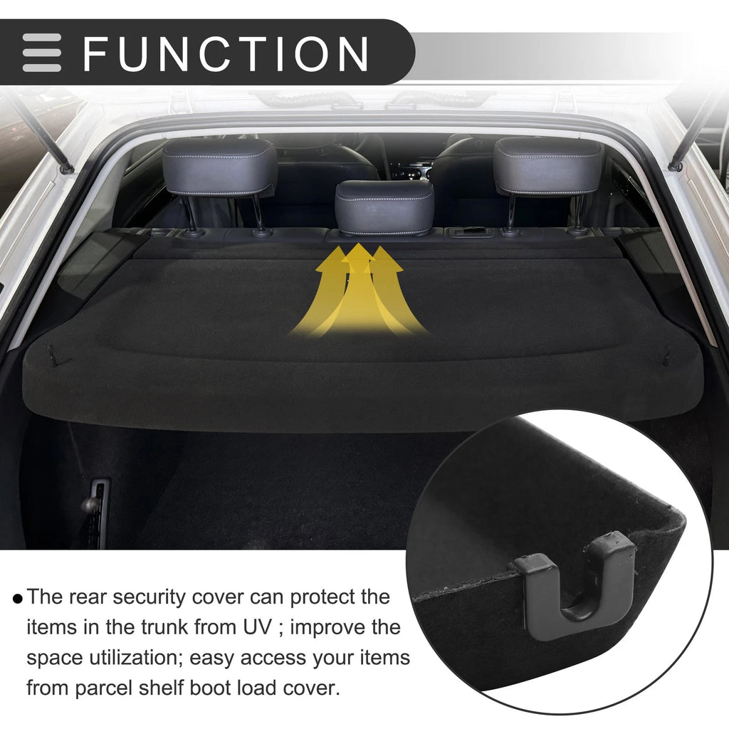 Rear Parcel Shelf Boot Load Cover for Ford Fiesta (2018–2022) Black