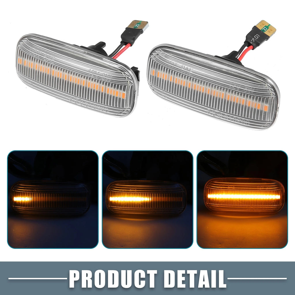2X Clear Lens LED Side Marker Amber Light 8E0949127 for Audi A4 (2002–2009)