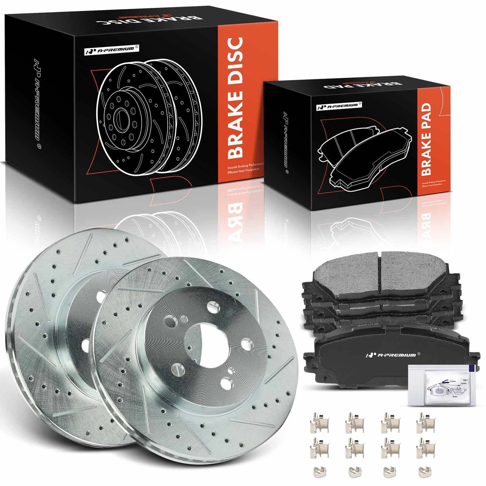 Front Drilled Brake Rotor & Brake Pad for Toyota Prius Corolla (2016-2022)