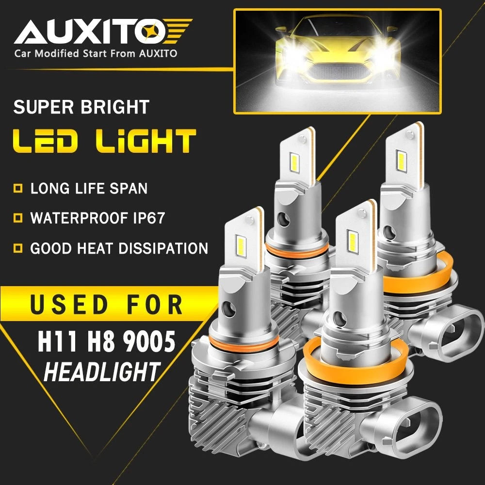 2X 9005 H11 H8 LED Headlight Bulbs Kit 6000K Hi Lo for Universal Fit