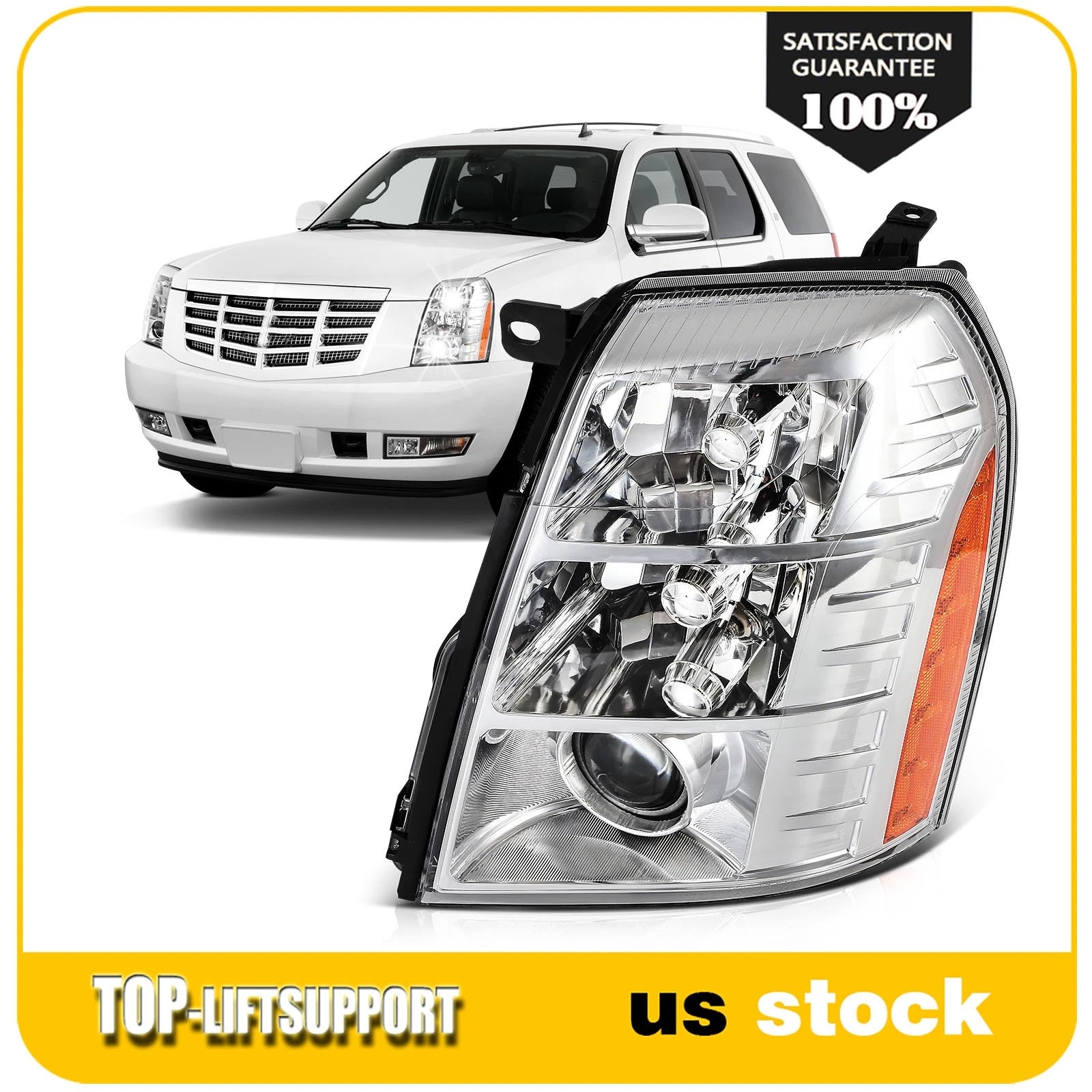 Left Side Headlight for Cadillac Escalade (2007–2014) with HID Bulbs