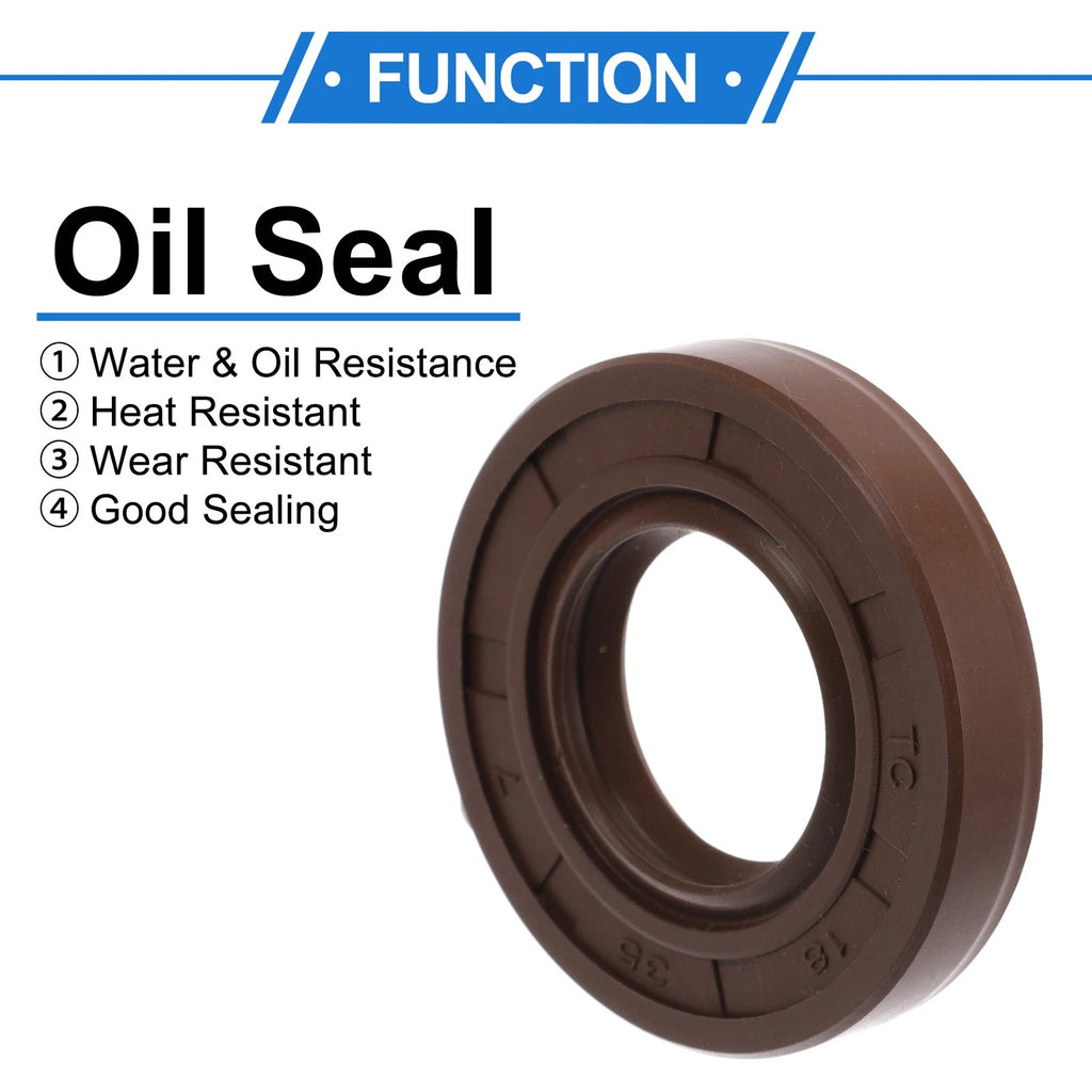 Set of 2 Oil Seal Rotary Shaft Seal FKM Rubber 18x35x7mm
