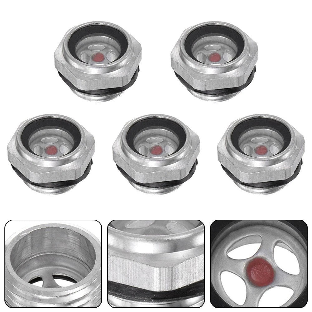 Set of 5 Oil Level Sight Glass 1/2" Thread Size 17mm Overall Height